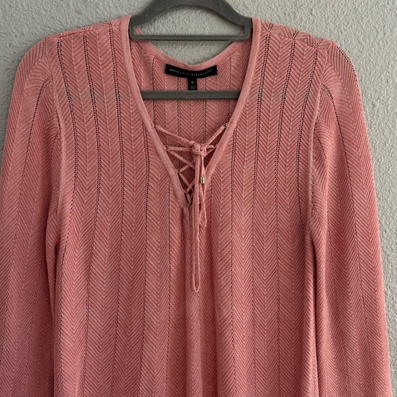 WHBM Lace Up Metallic Sweater Size Medium EUC - Picture 4 of 7